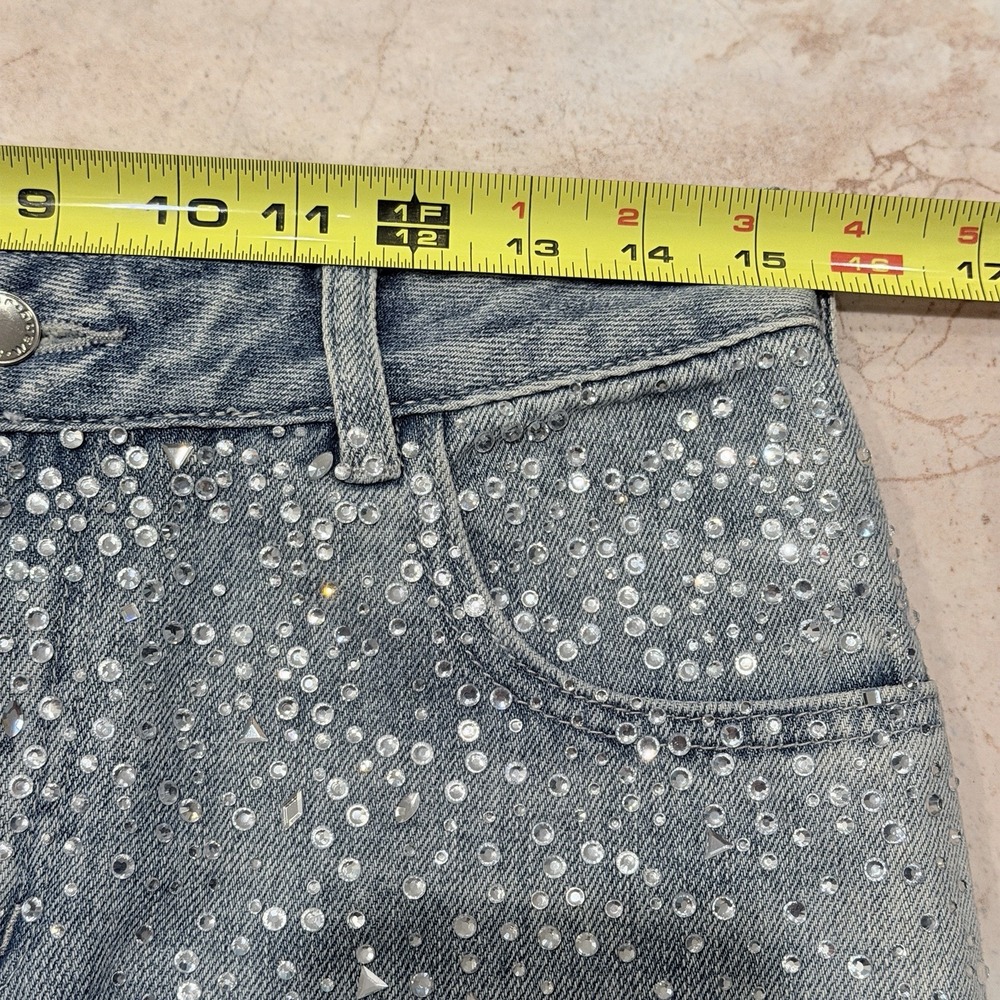 Alexander Wang Crystal Rhinestone Embellished Straight Jeans S 28 Gray Blue Y2K - Picture 10 of 16